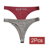 2pack Custom Thong with Name Crystal Letter Customized Thongs Women Underwear G-String Personalize Panties Lingerie Tanga