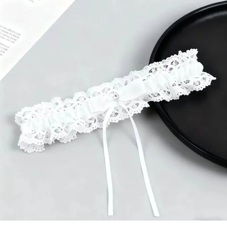Women Lace Bow Silky Smooth Satin Elastic Thigh Strap Garter Belt Sexy Thigh Bands Party Bride Leg Garter Cosplay Tea Time