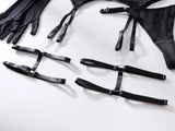 Cupless Lingerie Set Silk Bra Thigh Straps 3Piece Satin Bowknot Erotic Underwear for Women