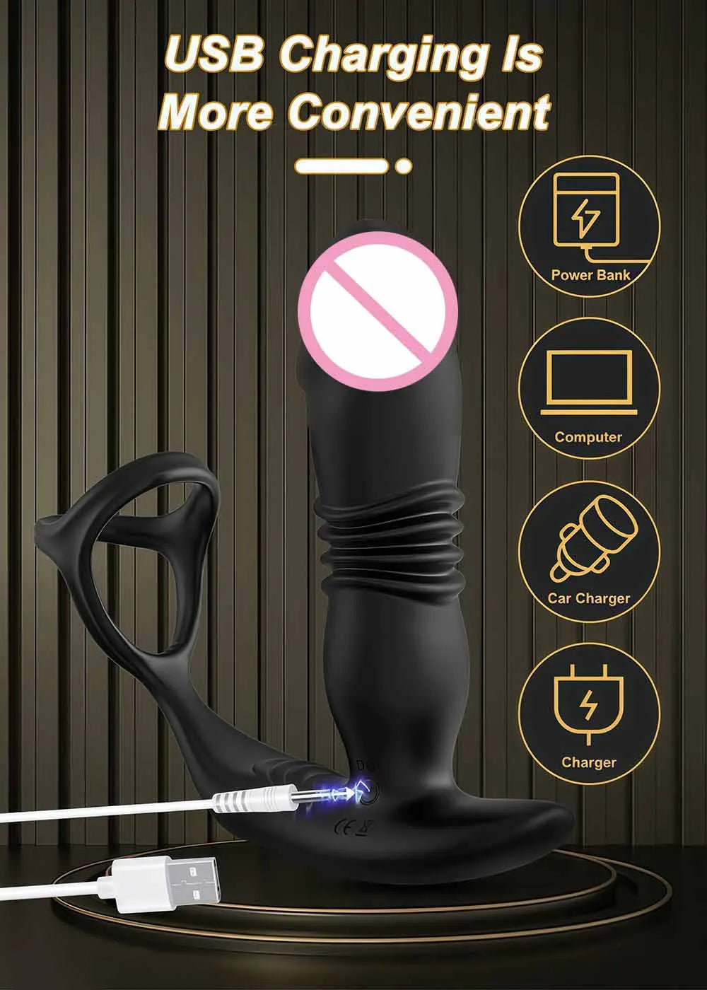 Remote Control Anal Telescopic Vibrator Male Thrusting Prostate Massager Penis Cock Ring Butt Plug Sex Toy for Adult For Gay