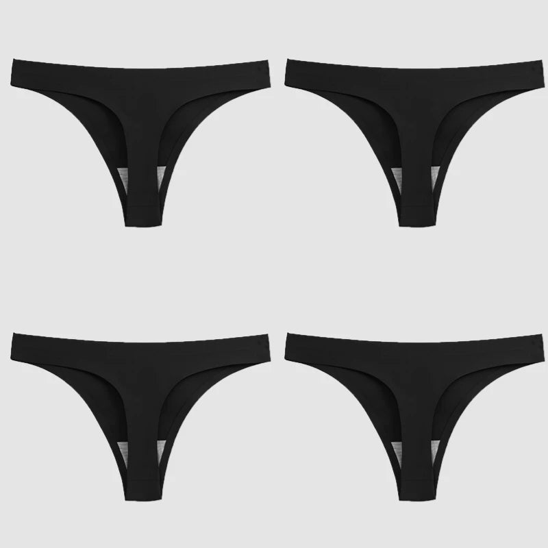 WarmSteps 4PCS/Set Sexy Women Panties Silk Satin Female Thongs Lingerie Soft Cozy Underwear Hot G-Strings Seamless Sports T-Back