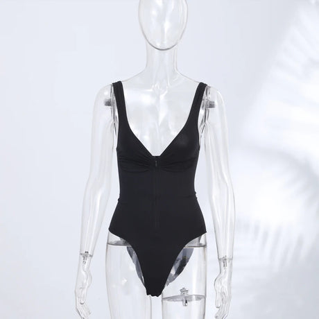 Sexy Tight Corsets Bodysuit For Women Deep V-neck Zippers Sleeveless Slimming Underwear 2026 New Lady Solid Backless Rompers