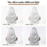 Silver White Medium Large Wave Synthetic Long Curly Hair Fashionable Elegant Pure White Imitation Wig Women's Wig