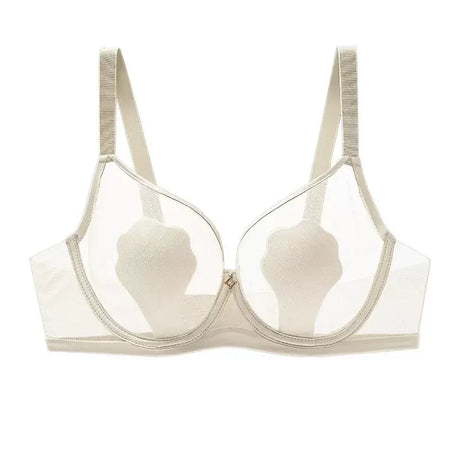 Women's Ultra-Thin Cat Claw Cup Bra Sexy Pure Desire French Style Soft Steel Ring Anti-Sagging Underwear for Large Chest