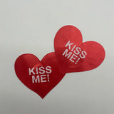 20pcs Red Heart Kiss Me Shape Self-Adhesive Disposable Satin Nipple Covers for Women Breast Pasties Stickers for Strapless Cloth