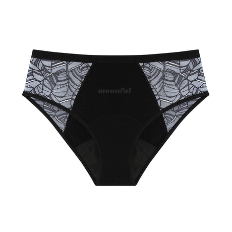 Moonful Women's Menstrual Panties High Waist Leak Proof 4 Layer Breathable Lace Period Underwear Girls Absorbent Brief