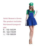 Game Luigi Brothers Uniform Set Cosplay Costumes Funny Anime Adult Men Jumpsuit Woman Dress Halloween Costume