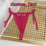 Personalized Custom Rhinestone Letter Name  Low Waist Strap Thong G-String Tanga Underwear Bikini Wife Girlfriend Custom Gift