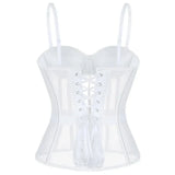 WSHKING Overbust Corset With Bra Korset Woman Strapless Bustier Top Mesh Women Lingerie Black White Sexy Lingerie