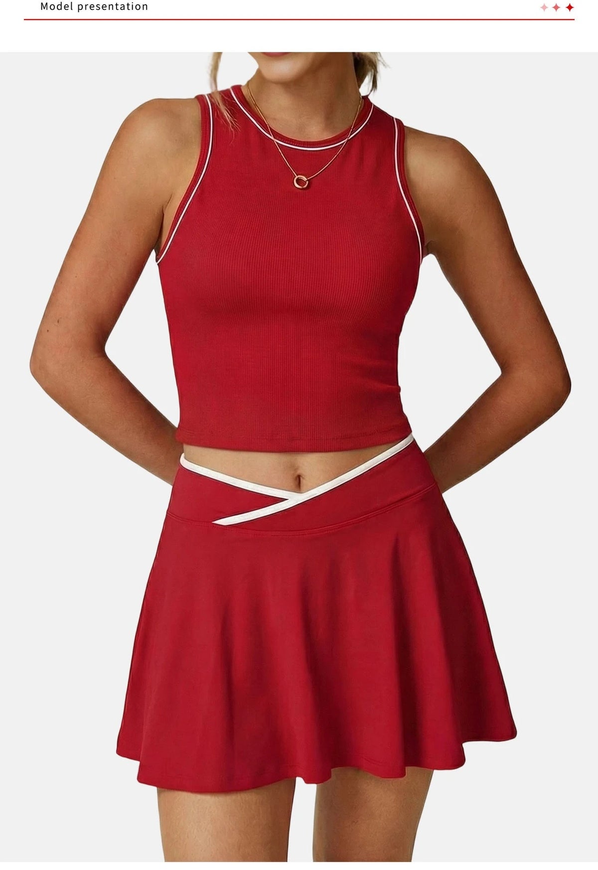 Women Tennis Skorts with Shorts High Waist Cross Running Cycling Fake Two Piece Sports Skirt Gym Fitness Workout Yoga Bottoms