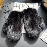 Hot Sale Women's 100% Natural Rabbit Fur Winter Gloves Warm Knit Thick Thermal Mittens Soft Real Fur Outdoor Cold Weather Glove
