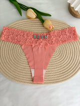 Custom Thong Crystal Letter Name G-string Women Ice Silk Panties Skin Effect Panty Seamless Knickers Girlfriend Anniversary Gift
