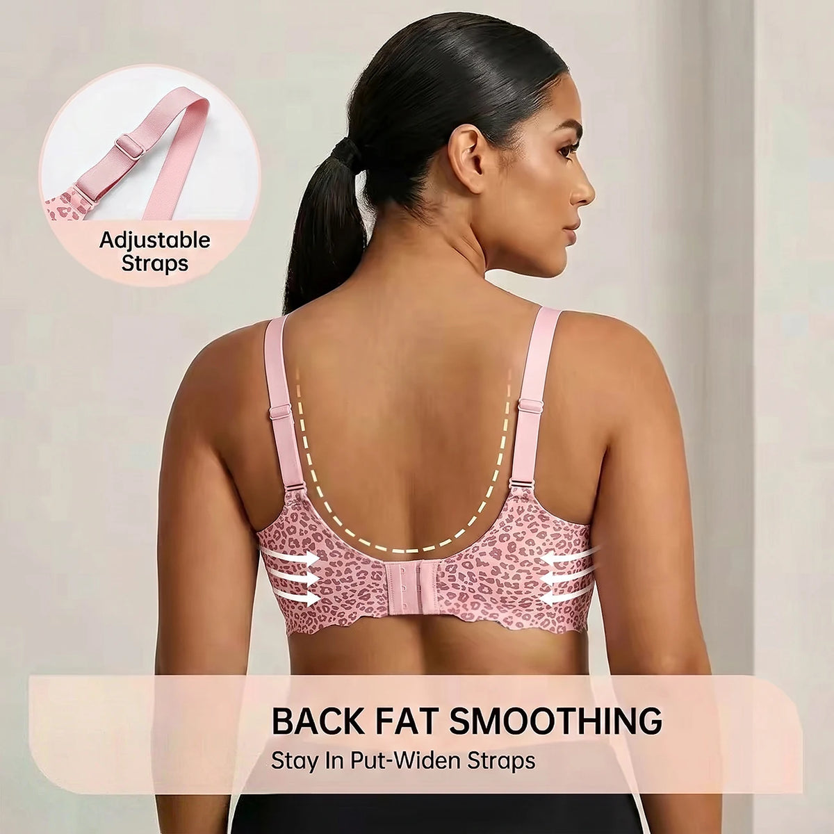 Bras for Women No Underwire Scalloped Wireless Push Up Bra Seamless Full Coverage Supportive Plus Size Tshirt Bra, Soft Breathable Comfortable Bralette, Leopard & Polka Dot Print Ice Silk Bra