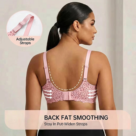 Bras for Women No Underwire Scalloped Wireless Push Up Bra Seamless Full Coverage Supportive Plus Size Tshirt Bra, Soft Breathable Comfortable Bralette, Leopard & Polka Dot Print Ice Silk Bra