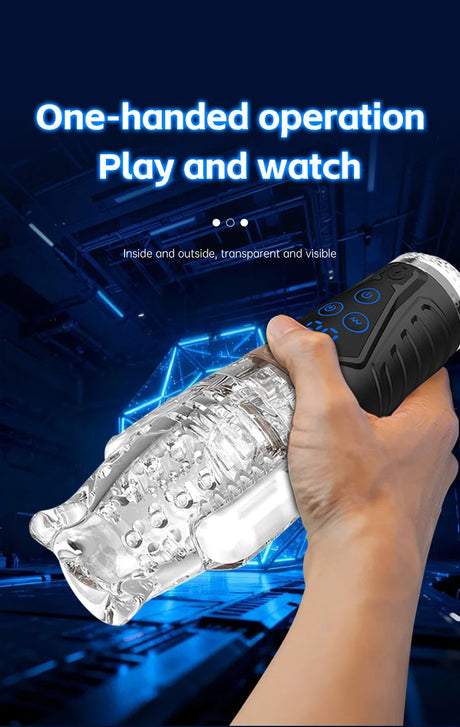 Automatic Male Masturbator Vibration Blowjob Sucking Machine Silicone Vagina Masturbation Cup Sex Toys Adult Goods for Men