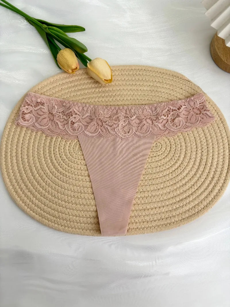 Personalized Custom Thong Name Crystal Letter G-String Low Waisted Lace Thong Ice Silk Bikini Panties Hot Wife Girlfriend Gift