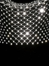 ling Pink Crystal Net Vest with Sequins Women Deep V Neck Dance Clubwear Trendy Fashion for Nightclub Bikini Cover Up