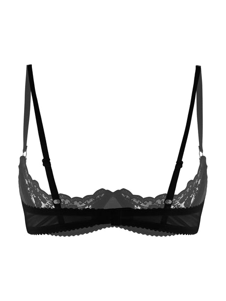 Women's Sexy Open Cup Bra Tops Sheer Floral Lace Underwire Push Up Bralette Cupless Lingerie Exposed Breast Underwear Nightwear