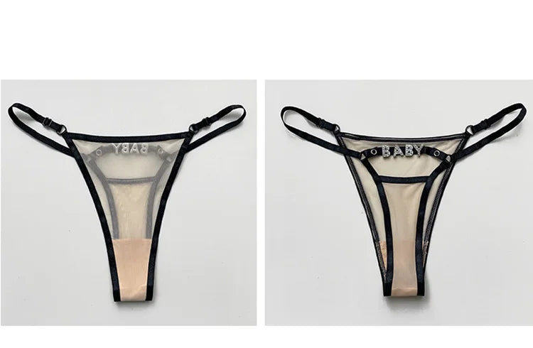 Rhinestones Sexy Girls Thong Lace Women Panties Letter G String Diamonds Briefs Hot Erotic Underwear Low Waist Female Intimates