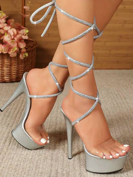 New Exotic Dancer 15cm Open Toe Platform Sandals 6Inch Elegant Bride Strip Pole Dance Sexy Fetish Cross Dressing Big Size Queen