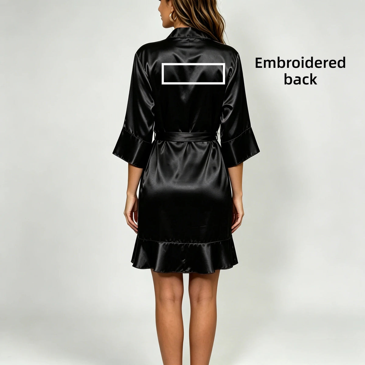 Custom Name Embroidery Satin Kimono Robe Personalized Name Bridesmaid Bride Wedding Getting Ready Morning Robe Bridal Party Gift