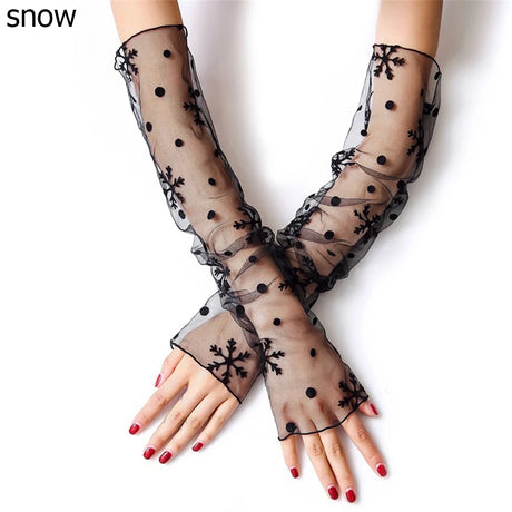 Cycling Bike Thin Arm Warmers Breathable Sunscreen Long-Sleeved Sun Protection Sleeves Driving Gloves Mesh Lace Gloves