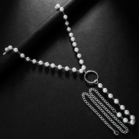 Stonefans Simple Pearl Chain Thong Panties Wasit Jewelry for Women Sexy G-String Thong Lingerie Underwear Body Chain Jewelry