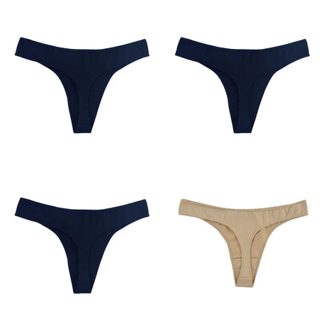 4Pcs/Set Cotton Thongs Women Low Rise Panties G-String Female Underpants Seamless Underwear Sexy Lingerie Intimates M-XL