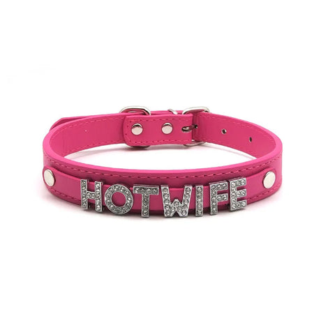 Sexy Hot Rosy Leather Customized Name Letters Collar Choker Necklace DIY Personalized Cosplay Buckle Belt Chocker Jewelry Gift