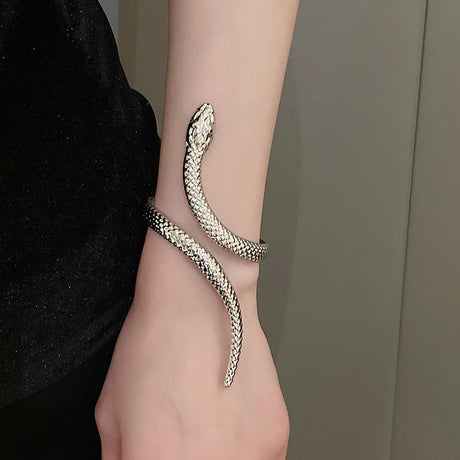 New Arrival Snake Shaped Cuff Bracelet Ring Set for Women Exaggerated Metal Unique Design Bracelet Fashion Jewelry Set