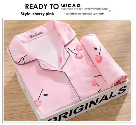 Women's Pajamas Set V-Neck Button down Top and Trousers Sleepwear Homewear Casual Nightwear Loungewear Autumn Winter Two-Piece