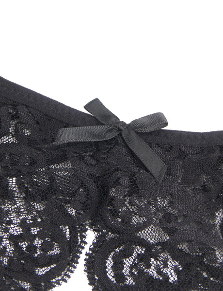 Comeondear Black Thongs Sexy Panties Open Crotch Lace Bow Underwear Women Lingerie Plus Size G-strings Culotte Femme Cute Briefs
