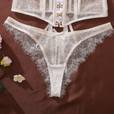 Toucheart Erotic Lingerie New French Style Lace Suspender See-through Gather Together Women Sexy Thin Pure Desire Underwear Set