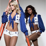 Dallas Cowboys Cheerleader Costume Women Adult High School Girl Cheerleading Sports Meeting Uniform Sexy Top and Shorts Set