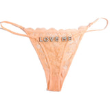 New Hollow Lace Thongs Panties For Women Customize Crystal Letter Name G-string Thong Female Underwear Underpants Birthday Gifts
