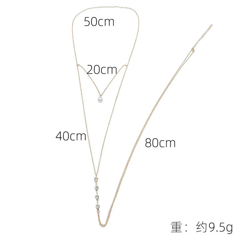 Simple Multilayer Rhinestone Back Chain Necklaces for Women Sexy Metal Shiny Crystal Bikini Waist Chain Body Chain Jewelry Gifts