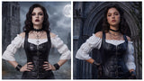 Women Corset Bustier Steampunk Zipper Corset Top Black Leather Corset With Straps