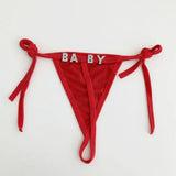 Personalized Custom Rhinestone Letter Name  Low Waist Strap Thong G-String Tanga Underwear Bikini Wife Girlfriend Custom Gift