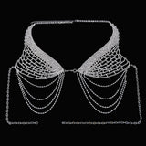 Tassel Underwear Rhinestone Bra Chain Harness for Women Accessories Sexy Fashion Crystal Bikini Bra and Thong Sets Body Jewelry