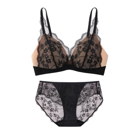 SUJIIN Sexy Wireless Lace Bras for Women Summer Push Up Plunge Deep V Small Chest Bra Lady French Breathable Lingeries MX326
