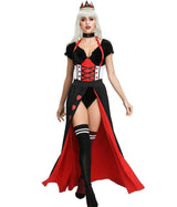 Queen of Hearts Costume Women Alice in Wonderland Costume Poker Queen Cosplay Halloween Carnival Masquerade Costumes Sexy Dress