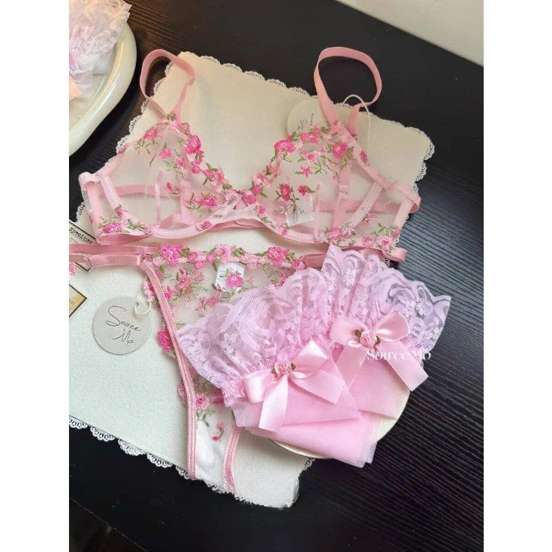 Sexy Sheer Lace Flower Embroidery Underwire Bra for Women, Large Breast Minimizer Anti‑Sagging Comfort Everyday Wear YEMOMO S‑XL