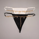 Personality Sexy Custom Name Gold Metal Letter Thong Panties Waist G-Strings Exotic Lingerie Breathable Underwear Ladies