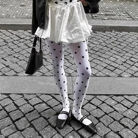 Y2k Girls Polka Dot Tights Women Winter Vintage Pantyhose Leggings Fashion Silky Sexy Crash Slimming Tights Elastic Stockings