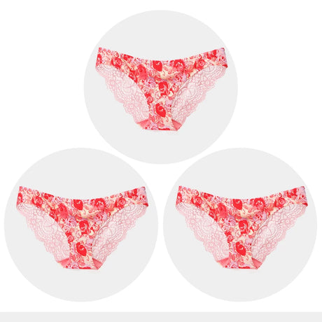 Women's Seamless Underwear Leopard Intimate Women Sexy Lace Black Floral Panties Seamless Panty 3pcs/set