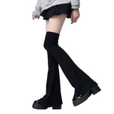 Leg Stockings Black White Gothic Lolita Over Knee High Sock Lolita Over Knee Leg Warmer Over The Knee Horn Shaped Cuffs
