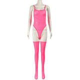 Toucheart Erotic Dress with Leg Socks Mesh See-through Patchwork Seductive Body Shaping Backless Women Intimate Hollow Dress Set