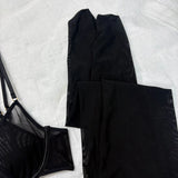 Tornova Erotic Lingerie New Mesh See-through Sexy Hollow Chest + Metal Decoration with Gloves and Stockings Sexy Underwear Set