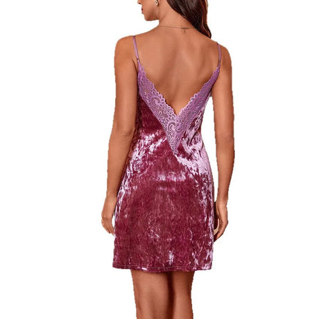 New Velvet Sexy Lingerie Suspender Nightgown Chemise Sleepwear Luxury Velour Women Sleepwear Nightdress Autumn Home Dress Nighty