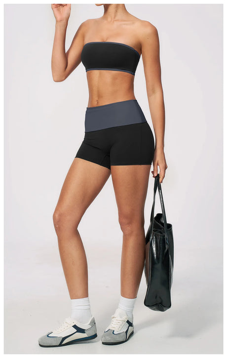 Summer Strapless Sports Bra Color blocked Women Quick-Drying Yoga Bra Women's Tube Top Fitness Chest Wrap Underwear Workout Bras